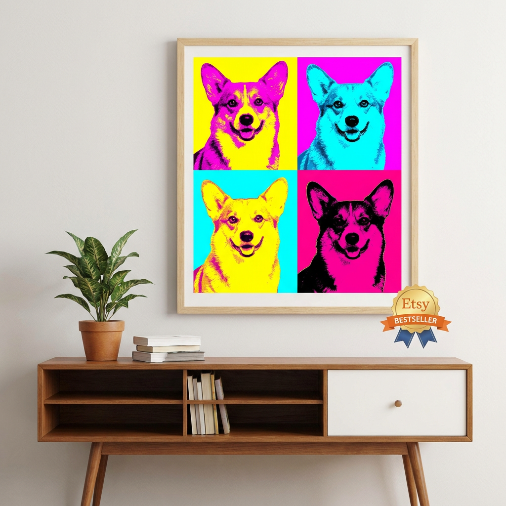 Pop art pet portrait - corgi example