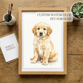 Custom watercolor pet portrait - golden retriever example
